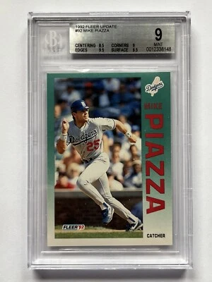 1992 Fleer Update #U-92 Mike Piazza Rookie Card RC Mint BGS 9 w/ 2 9.5 subgrades - Image 1 of 2