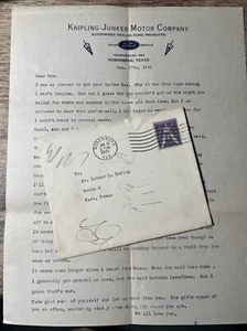 1945 ROSENBERG TEXAS Knipling Junker FORD MOTOR CO vintage Letterhead Envelope - Picture 1 of 8
