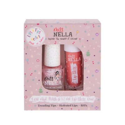 Miss Nella Lips & Tips Duo Kids Set - Bio Lipgloss & Peel Off Nagellack