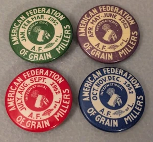 Lotto bottoni American Federation Grain Millers 1952 - anni 50 Agricoltura AFL Union - Foto 1 di 18