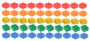 ☀️NEU LEGO 2x2 Steine 50 Stück 5 verschiedene Farben blau grün gelb rot orange - Bild 1 von 1