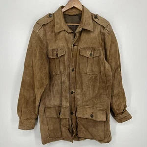 The J. Peterman Co Leather Jacket Men's M Brown Suede Vintage Made In USA Button - Picture 1 of 8