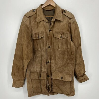 The J. Peterman Co Leather Jacket Men's M Brown Suede Vintage Made In USA Button - Image 1 of 4