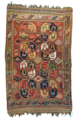 Антикварный узбекский ворсовый ковер - Изображение 1 из 4