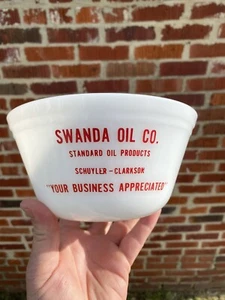 VINTAGE SWANDA STANDARD OIL CO SCHUYLER CLARKSON NEBRASKA 7" GLASS MIXING BOWL - Picture 1 of 6