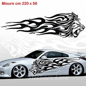 2 Adesivi leoni fiammanti LION FLAME cm 220 x 56 auto tuning camion camper - Imagen 1 de 1