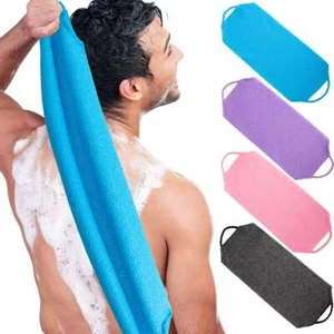 Shower Back Scrubber Cloth Bath Towel Body Brush Cleaning Strip Skin Exfoliating - Picture 1 of 17