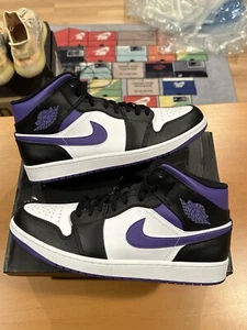 Size 12.5 - Air Jordan 1 Mid Dark Iris Purple Black 2022 554724-095 Sneaker Shoe - Picture 1 of 10