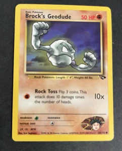 Brock's Geodude 68/132 Sfida Palestra WOTC Pokémon Illimitato TCG NM Spedizione Gratuita - Foto 1 di 2