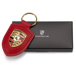 Porsche Portachiavi in pelle con stemma rosso Portachiavi ad anello genuino WAP0 - Imagen 1 de 10