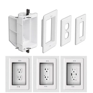 Recessed Outlet/Electrical Box Single Gang Recessed Outlet Box for Wall Mount... - Picture 1 of 6