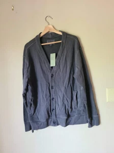 Goodfellow & Co Men's French Terry Cotton Cardigan V-Neck Button-Down,Gray L - Picture 1 of 3