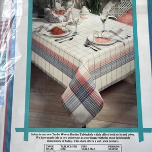 Avon Home Fashions Salem Turbo Woven Border Multi 60” X 84 Oblong Table Cloth - Picture 1 of 5