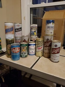 Lot of 15 Vintage Empty Pull Tab Beer Cans Iron City Tiger Head Bush Billy Beer - Picture 1 of 24