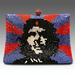 MODERNE CLUTCH GELDBÖRSE CHEZ GUEVARA SWAROVSKI KRISTALL GEHÄRTETES ETUI UND ARMBAND - Bild 1 von 1