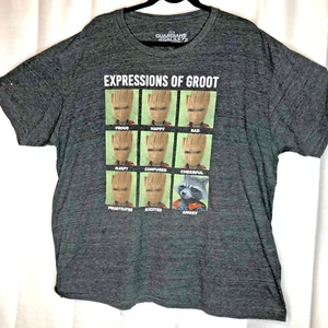 Camiseta para hombre Guardianes de la Galaxia Vol 2 gris 2XL expresiones de groot - Imagen 1 de 9