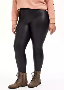 NWT Torrid 3 Black Faux Leather Fleece Lined High Rise Platinum Legging 3X 22 24 - Picture 1 of 5