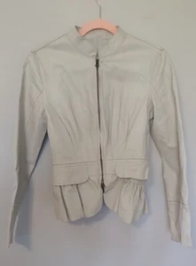 Vintage Las Pepas Lederjacke Motorrad Passform Rüsche weich neuwertig grün Wildleder - Bild 1 von 10