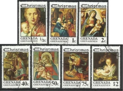 Grenada Grenadines - 1975 7v. CTO NH Christmas • Religion • Paintings • Art - Image 1 of 3