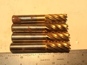 4 pc Elco 16 mm End Mills 16mm Shank ~3-3/4" long 8 flutes HSS TiN Unused (12) - Picture 1 of 3