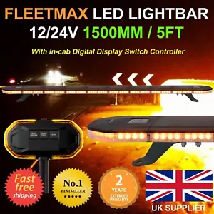 12v 24v LED Amber Light Bar Strobe Beacon Recovery Warning 150cm 1500mm 1.5m 59" - Picture 1 of 24