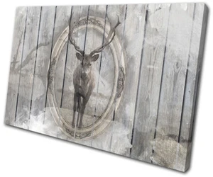 Shabby Chic Stag Wood Gift Deer Vintage SINGLE CANVAS WALL ART Picture Print - Picture 1 of 1