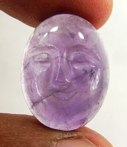 13.15 Ct Natural Amethyst Loose Gemstone Hand Carved Moon Face Wire Wrap - 64090 - Picture 1 of 6