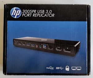 HP 3005pr USB3.0 Port Replicator, Universal Docking Station, HDMI, Display Port - Picture 1 of 4