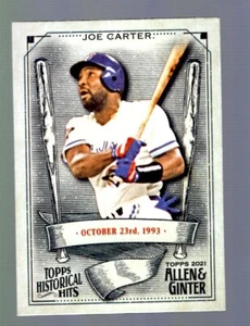 2021 Allen & Ginter Joe Carter #HH-1 Historical Hits Toronto Blue Jays - Picture 1 of 2
