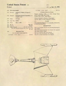 Star Trek Klingon D7 Battle Cruiser Patent Art Print - Original Spock Kirk - 729 - Picture 1 of 3