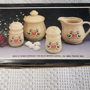 Vintage Geese Goose Salt & Pepper Shaker and Sugar & Creamer 4pc Set Kitchen New - Picture 1 of 9