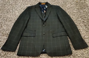 Tallia Sport Mantel Blazer Herren 38R grau kariert Fensterscheibe 100% Wolle Dual Vent - Bild 1 von 13