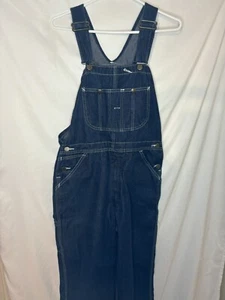 VINTAGE Sears ROEBUCKS Dark Denim Overall/Bibs 34x30 WearTUFF - Picture 1 of 9