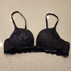 Victorias Secret Biofit Push Up Bra 34B Black Underwire Padded - Picture 1 of 4