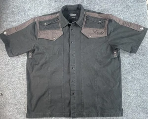 Eight 732 Shirt Mens 4XL Black Brown Short Sleeve Button Up Western Snap Pockets - Picture 1 of 15