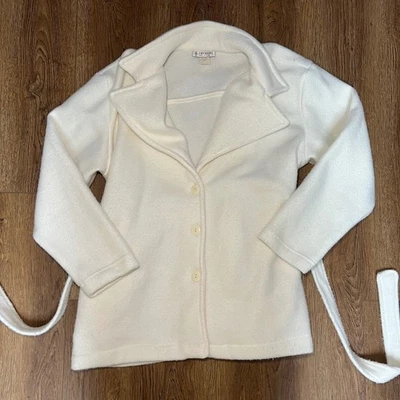 Abrigo Chaqueta De Colección Love Crema Polar Cuello Chal Cinturón Hecho en EE. UU. Para Mujer Grande Foto 1 de 4