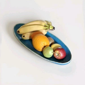 Hand Made Studio Pottery Shallow Oval Fruit Bowl Platter Plate Centrepiece - Picture 1 of 16