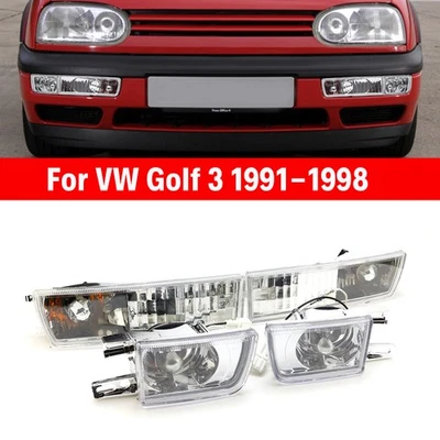 Weiß Klarglas Nebelscheinwerfer mit Blinker Set für VW Golf 3 91-98 - Bild 1 von 4
