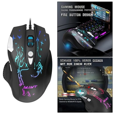USB LED Backlit RGB Wired Gaming Mouse 6400 DPI Office Home - Image 1 of 4