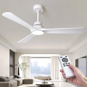 52" Wood Ceiling Fan with Lights and Remote, Reversible DC Motor 6-Speed Ceil... - Picture 1 of 8