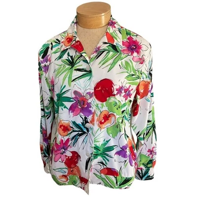 Blusa floral Erin London Petite grande blanca verde rosa roja manga larga para mujer Foto 1 de 4