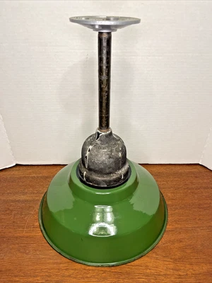 Green 12" Porcelain Enamel Lamp Shade Light w Crouse Hinds Coundulet Fixture - Image 1 of 4