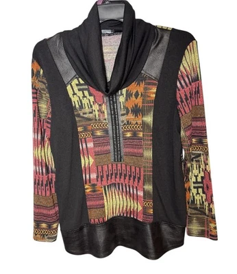 Винтажная туника из искусственной кожи с ацтекским принтом Bali Corp Of Canada размер M - Изображение 1 из 4