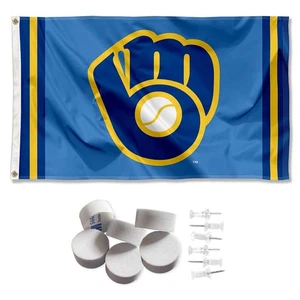 Milwaukee Brewers Retro Glove Large Logo Tapestry Banner - Picture 1 of 5