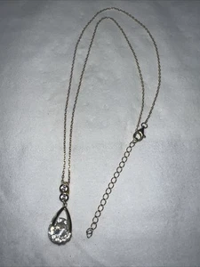 925 Sterlingsilber mit goldfarbenem weißen Saphir Anhänger 16-18" Halskette - Bild 1 von 3