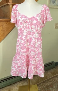 Francesca's Size L Trisha Floral Bohemian Country Tiered Mini Dress Cottagecore - Picture 1 of 10