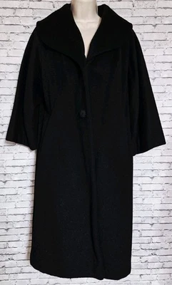 Blin & Blin Lilli Ann Vintage 50s French Woolen Black Duster Coat Paris Chic - Image 1 of 4