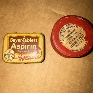 Antike Bauer Tabletten Aspirin Dose und andere Medizin Behälter - Bild 1 von 4