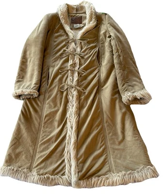 Maxi abrigo afgano de piel sintética gamuza tostada plumero invierno Voila Y2K vintage talla pequeña Foto 1 de 4