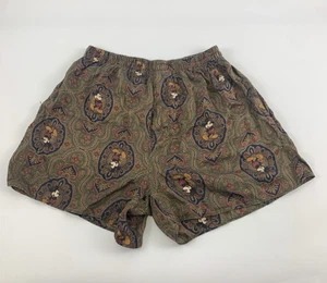 The Disney Store Vintage Silk Boxers Brown Multi Paisley Elastic Mens Large - Picture 1 of 8